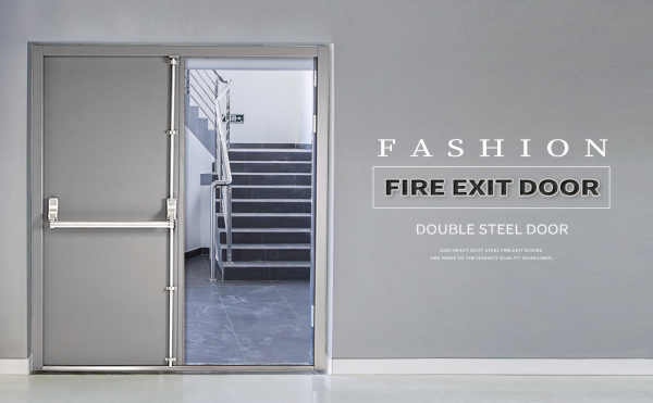 Double door push rod lock fire door